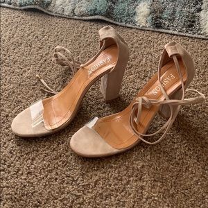 Light pink lace up heels